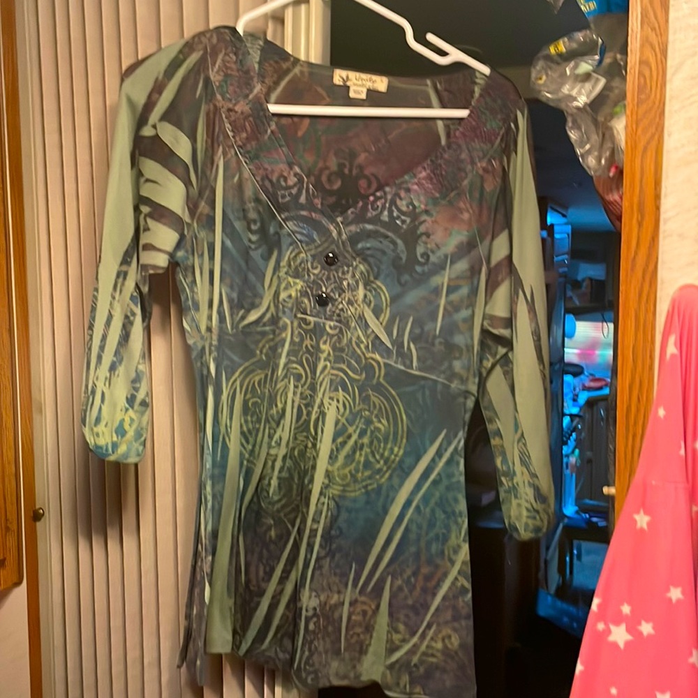 Unity ladies long sleep fashion top-green